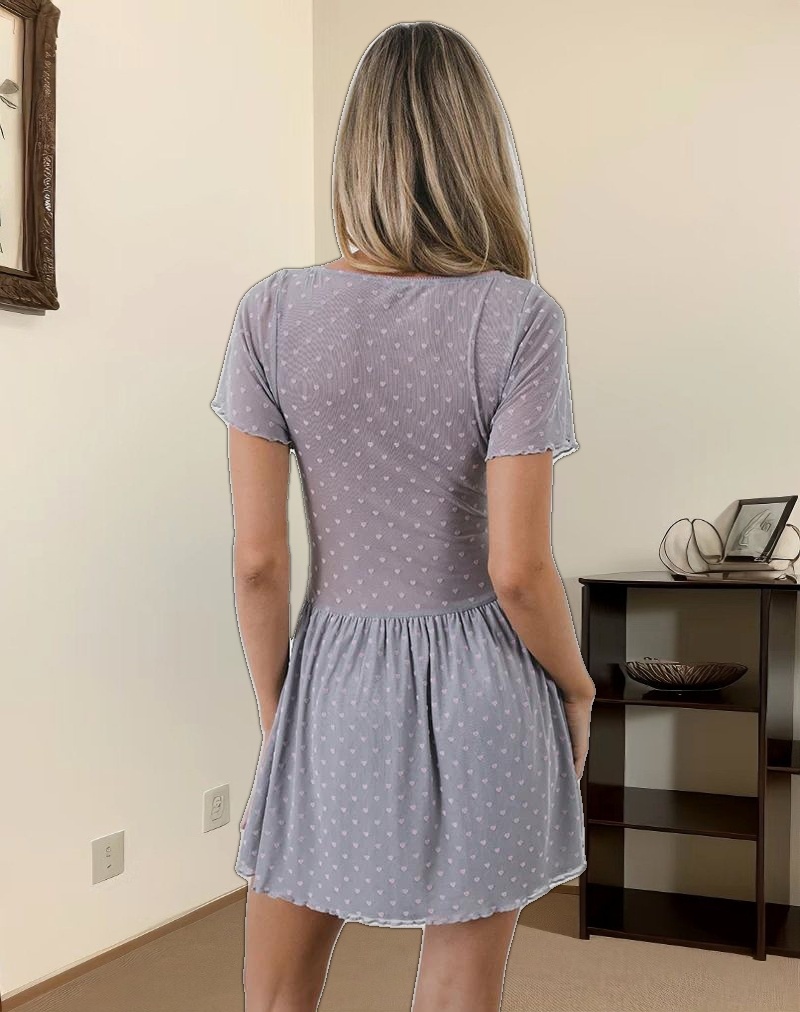 Geni Mini Dress in Heart Flock Grey