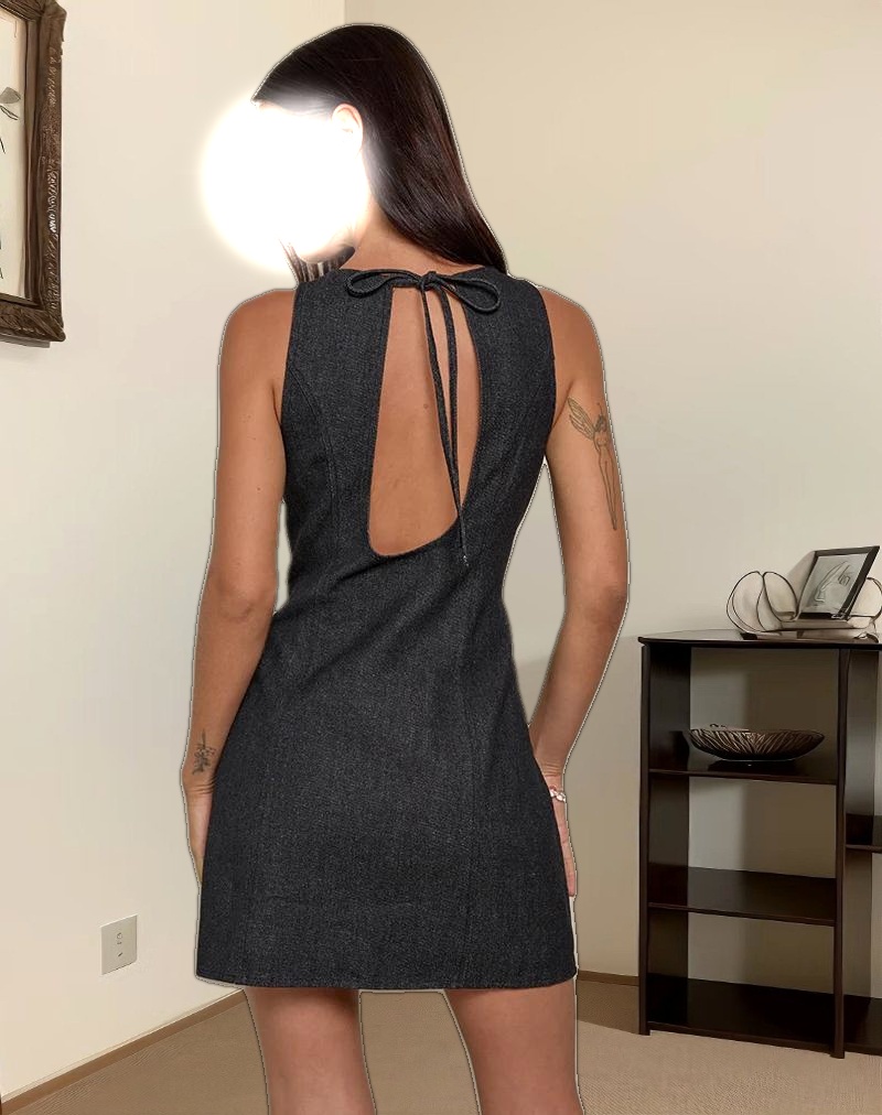Ayana Backless Mini Dress in Chambray Dark Indigo