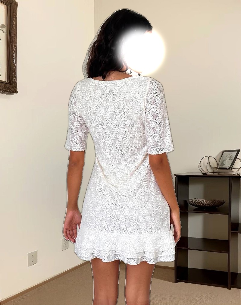 Fredrika Mini Dress in Lace Ivory