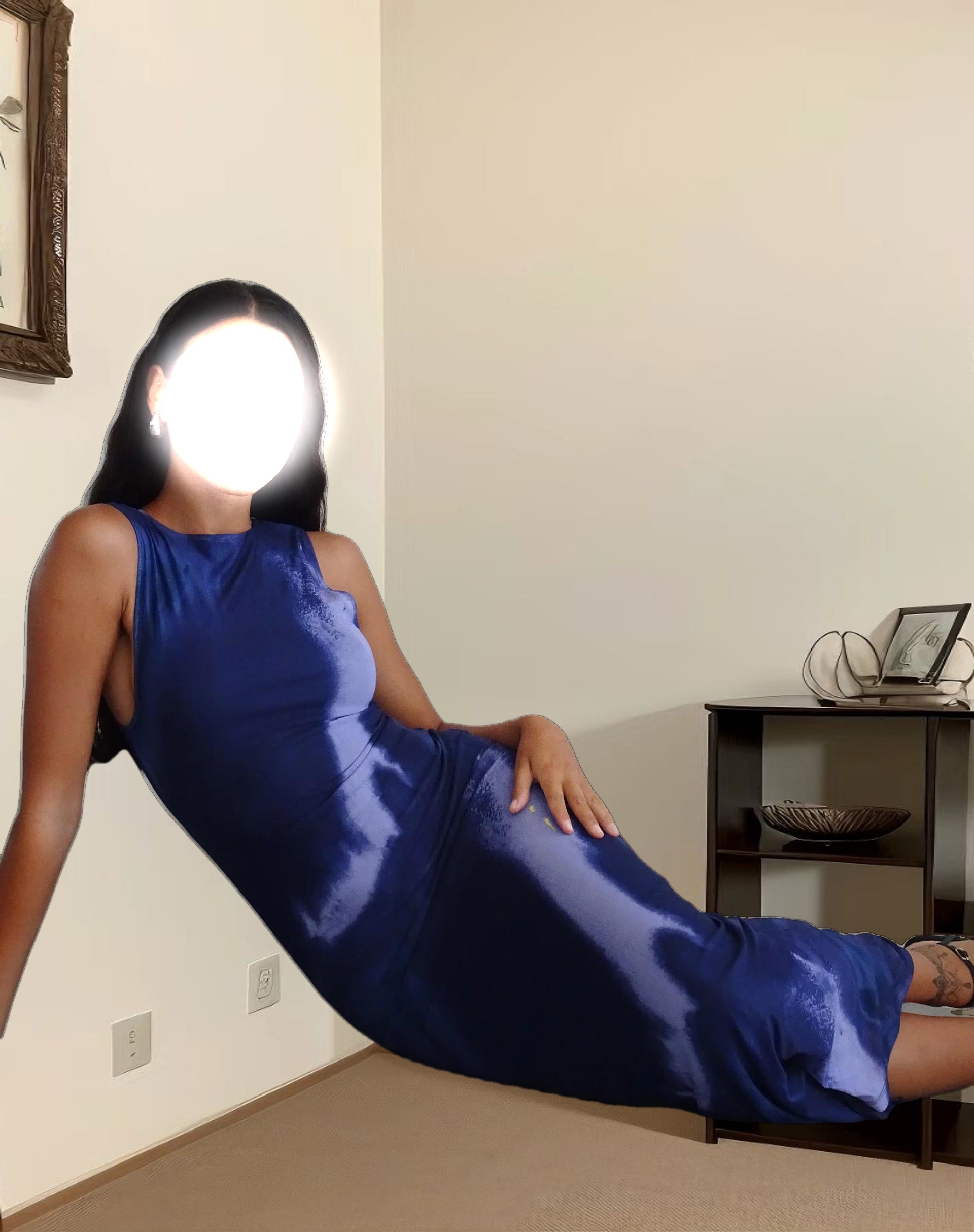 Fayola Printed Maxi Dress in Watercolour Navy