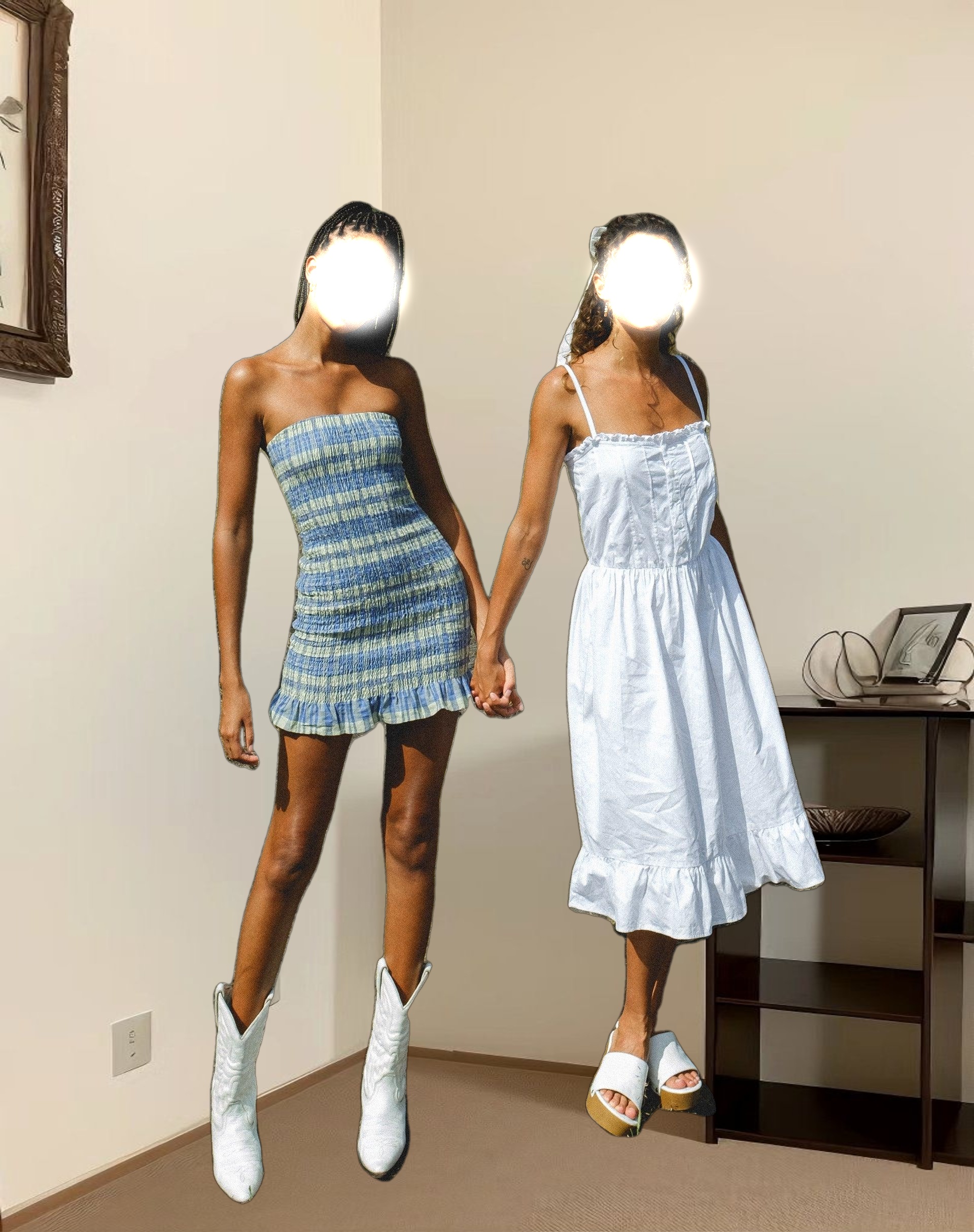 Takiyo Mini Dress in Colourpop Check Green and Blue