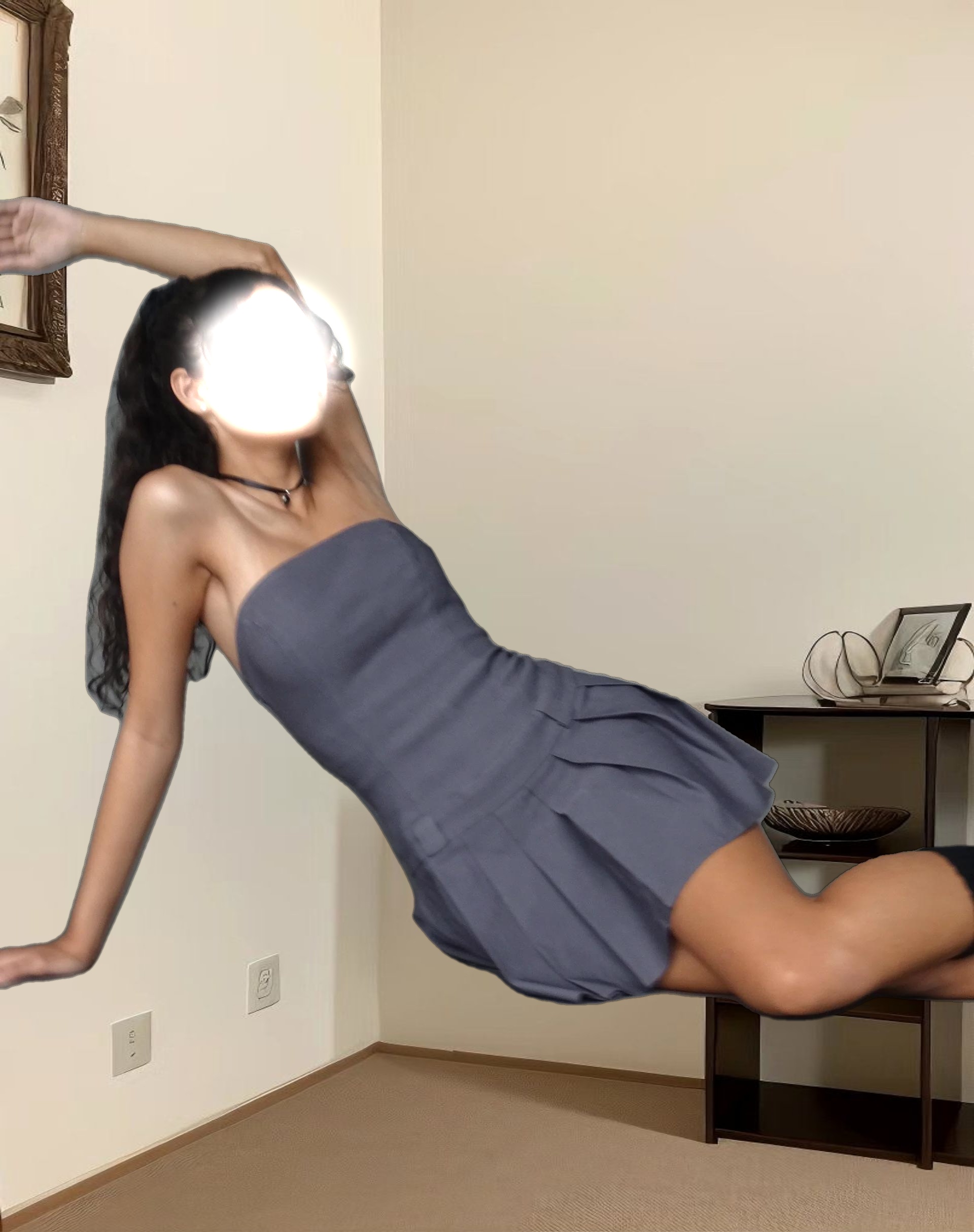 Payoda Bandeau Mini Dress in Dark Grey