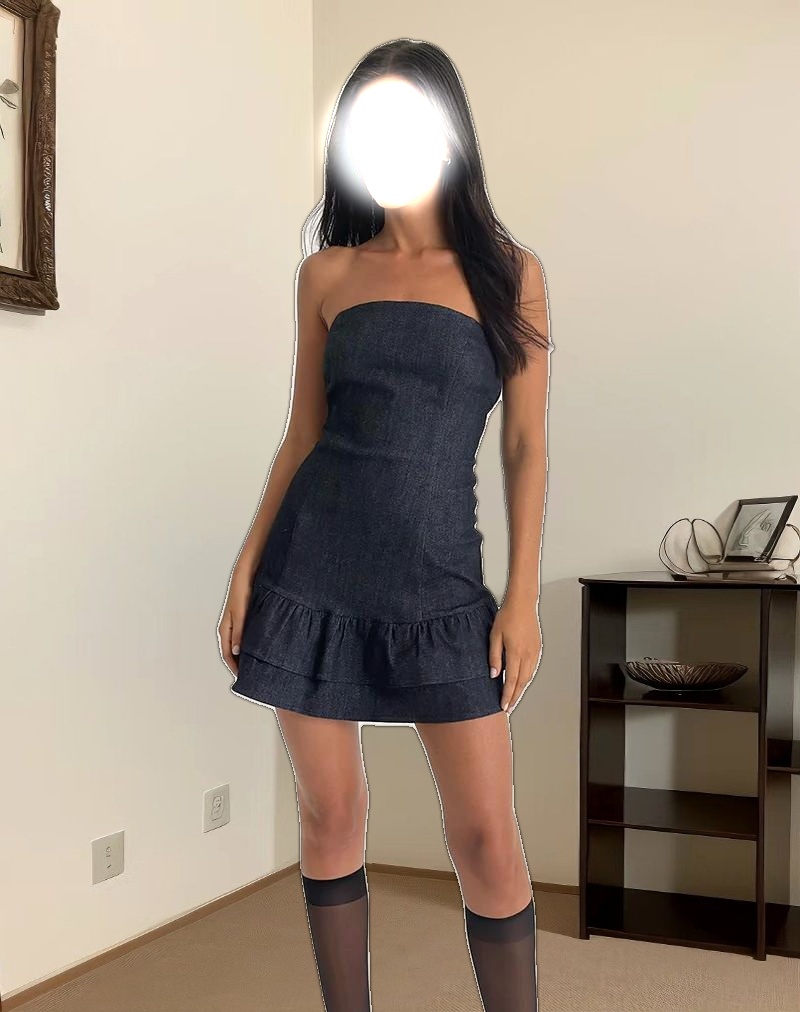 Luminis Mini Dress in Dark Denim Indigo