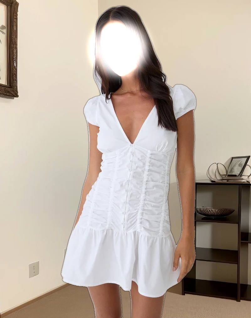 Silesa Ruched Mini Dress in White
