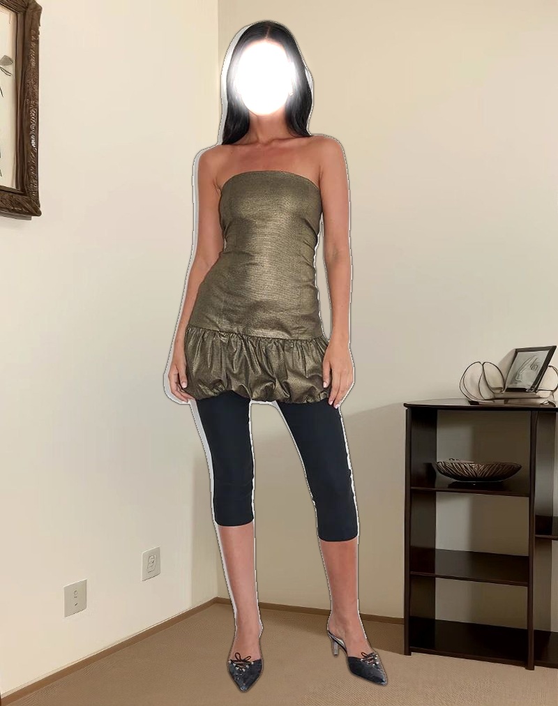 Denaya Mini Puffball Dress in Metallic Gold