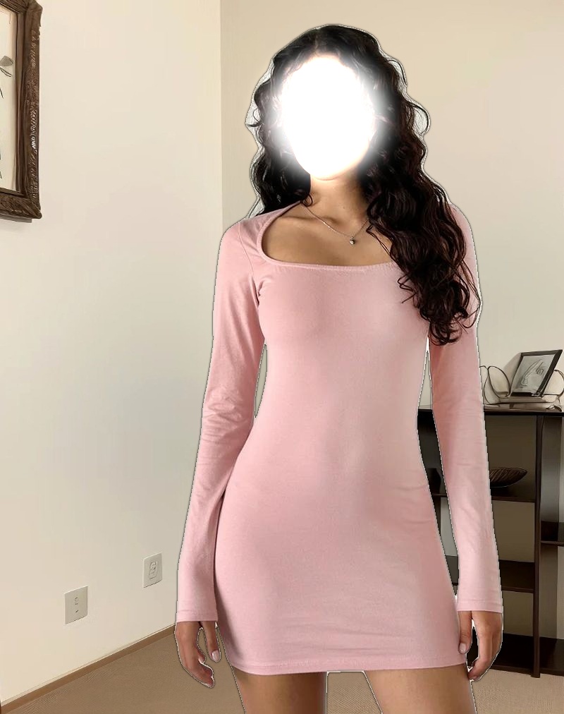 Janjisu Bodycon Mini Dress in Pink Lady