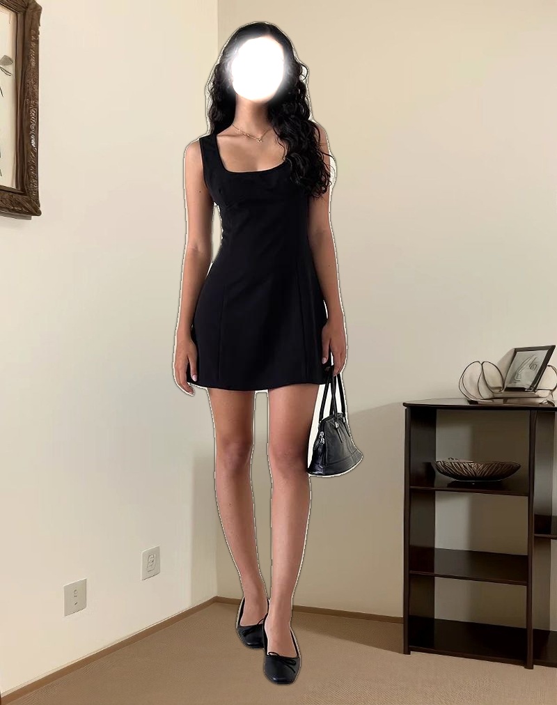 Irinel Bow Back Mini Dress in Black