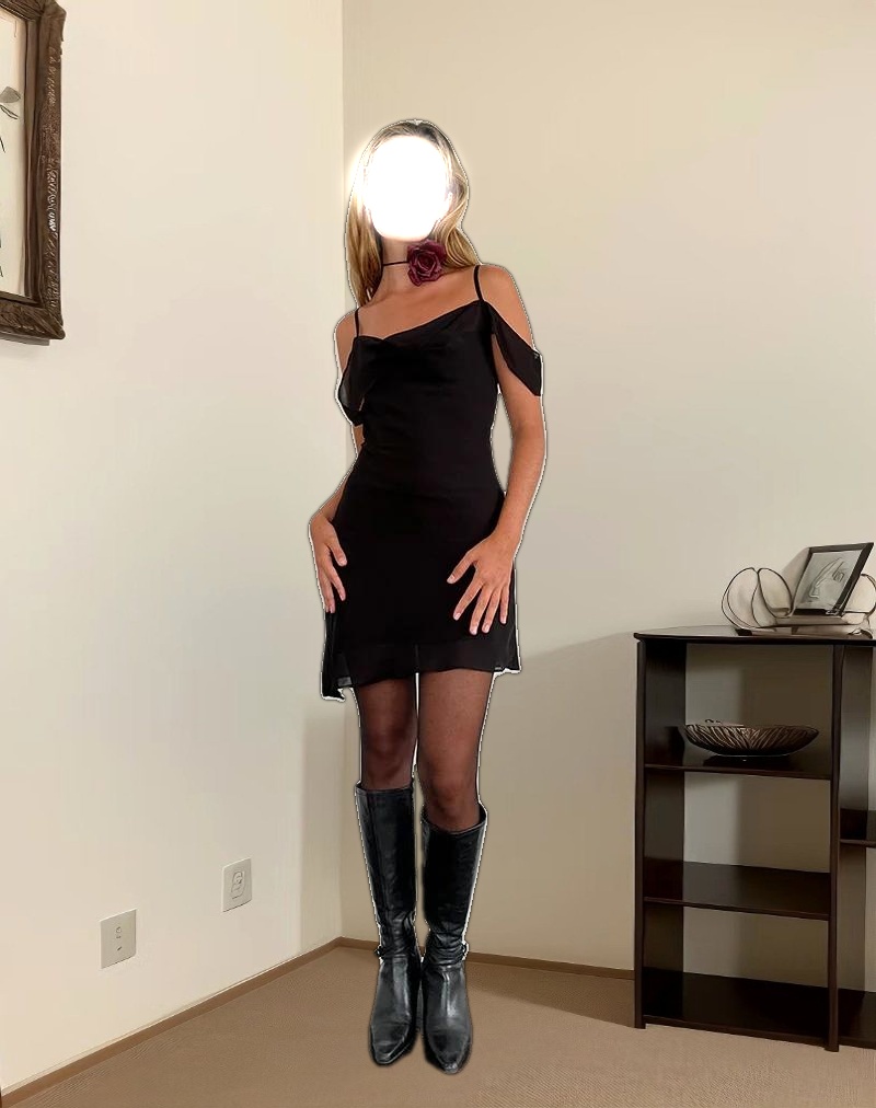 Damia Mini Dress in Chiffon Black