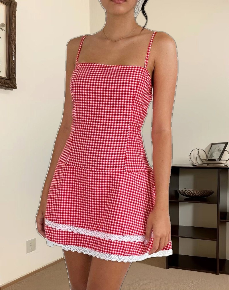 Flossie Mini Dress in Red Gingham