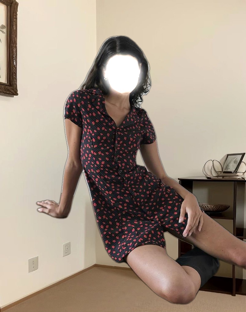 Holmana Mini Dress in Strawberry Polka Black