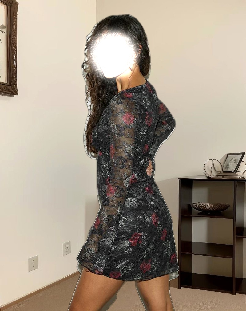 Sudra Mini Dress in Lace Midnight Bloom