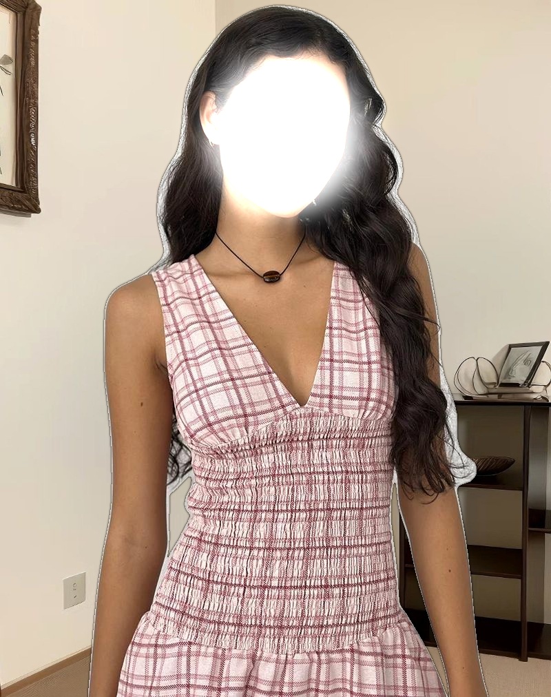 Hevoria Mini Dress in Basic Tartan Pink