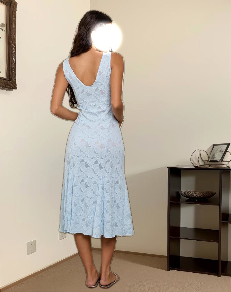 Valea Midi Dress in Zinnia Lace Blue