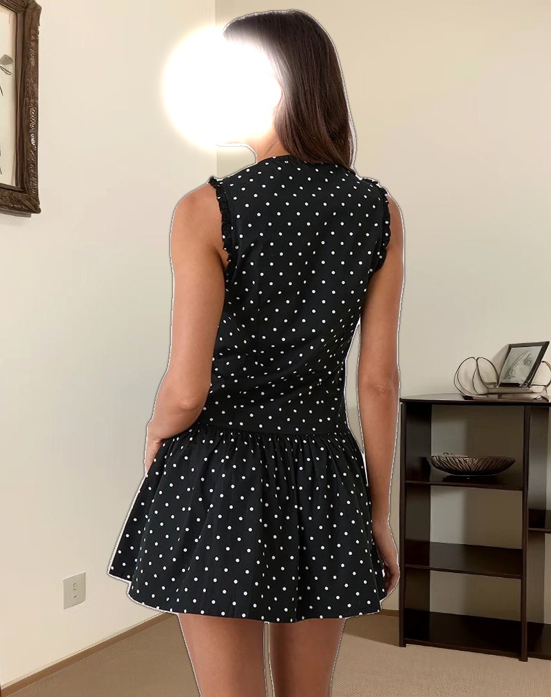Yadara Mini Dress in Polka Black