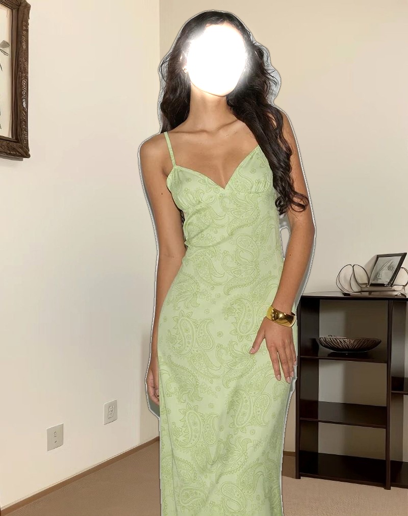 Sastra Midi Dress in Retro Paisley Lime