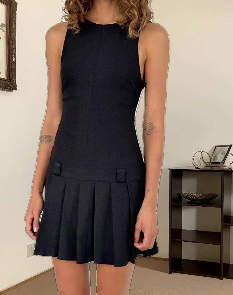 Ayosa Backless Mini Dress in Black