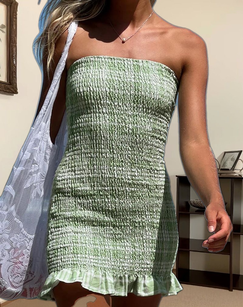 Takiyo Mini Dress in Table Cloth Neo Mint