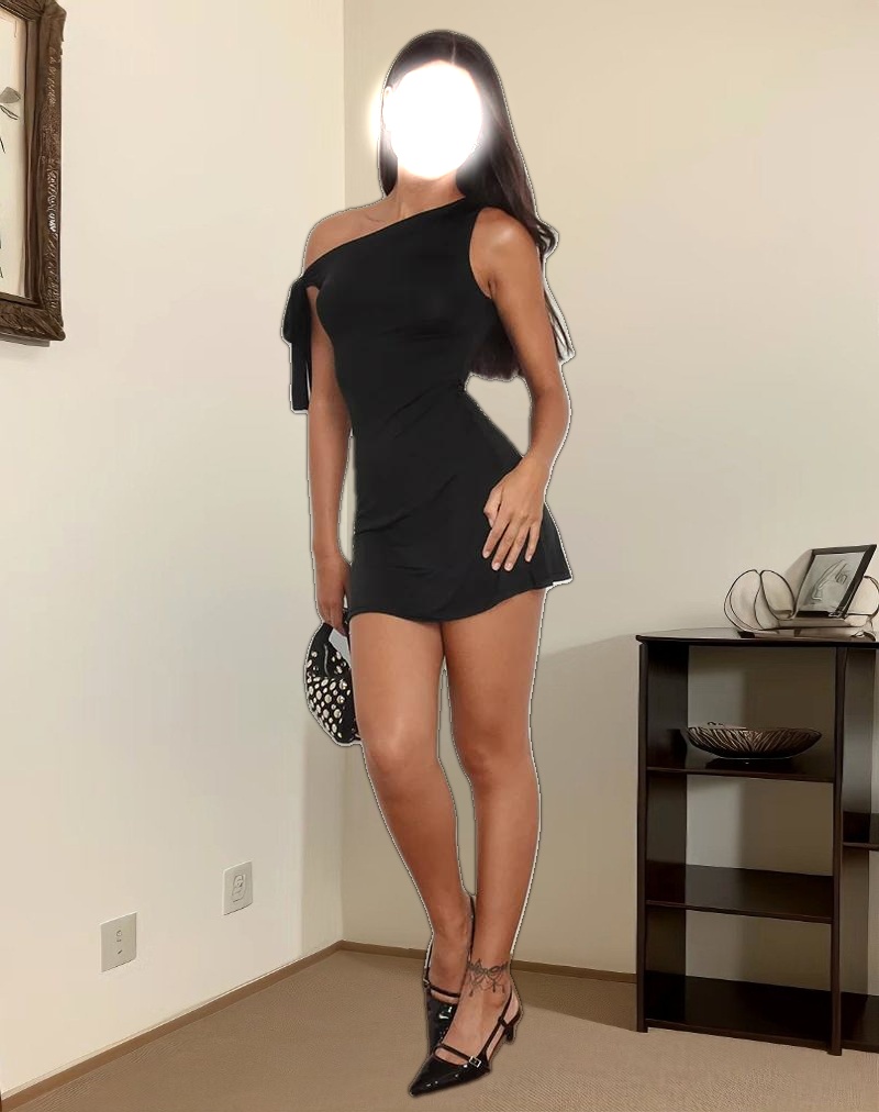 Xeenia One Shoulder Mini Dress in Slinky Black