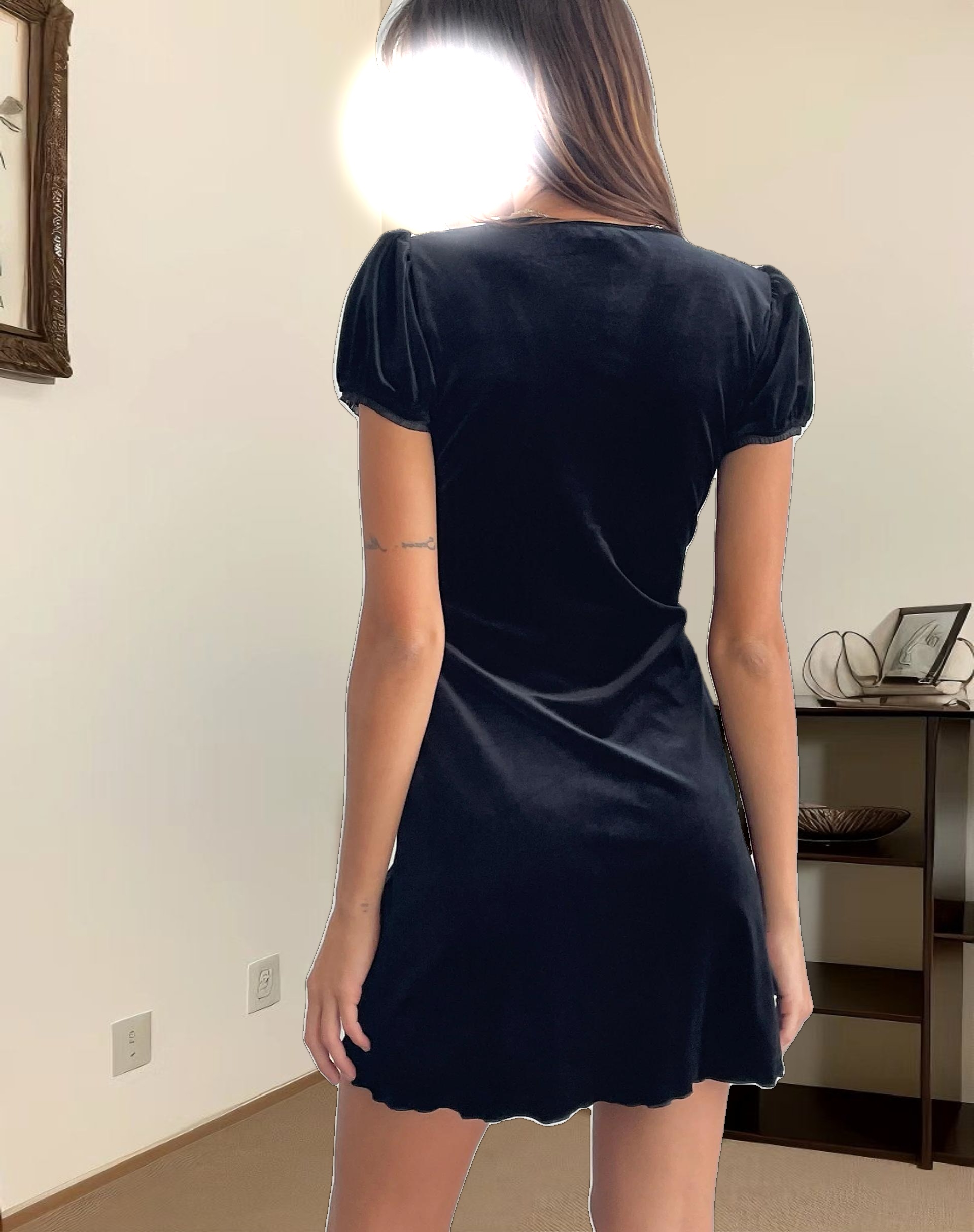 Tabitha Mini Dress in Black Velvet