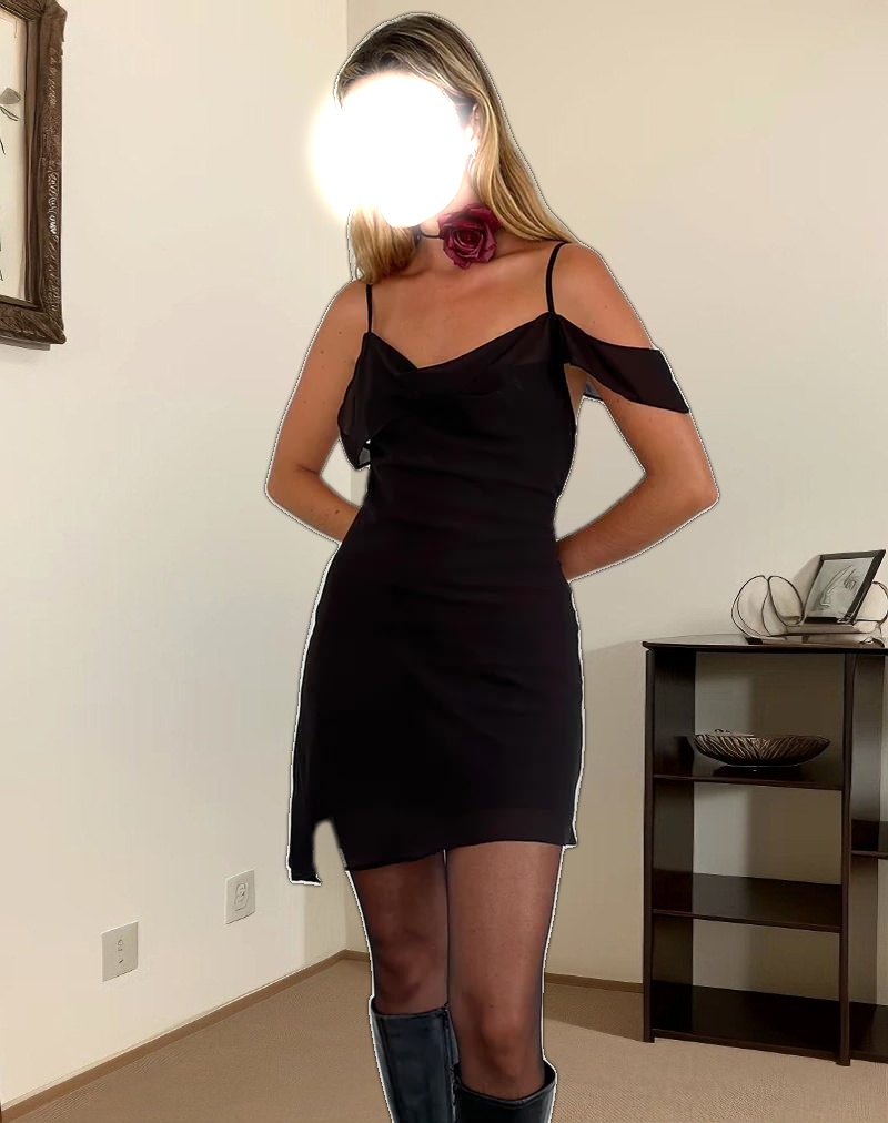 Damia Mini Dress in Chiffon Black