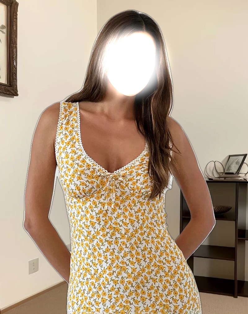 Lavisha Midi Dress in Yellow Cosmos Garden