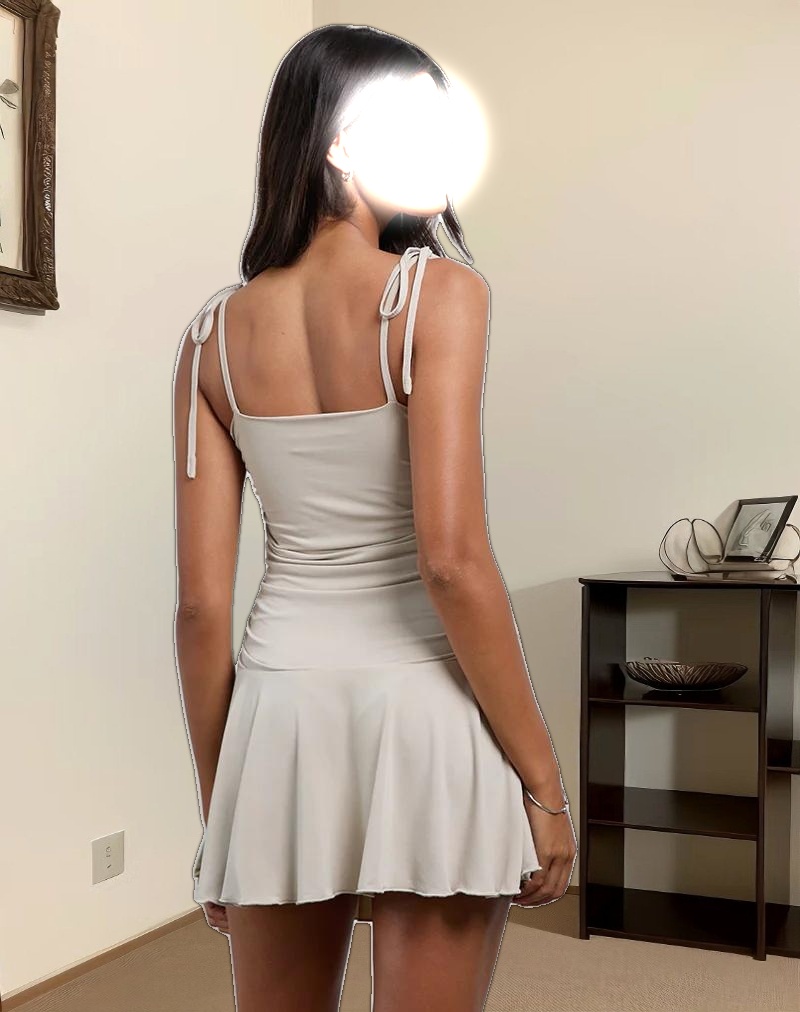 Makani Mini Dress in Cupro Oatmilk