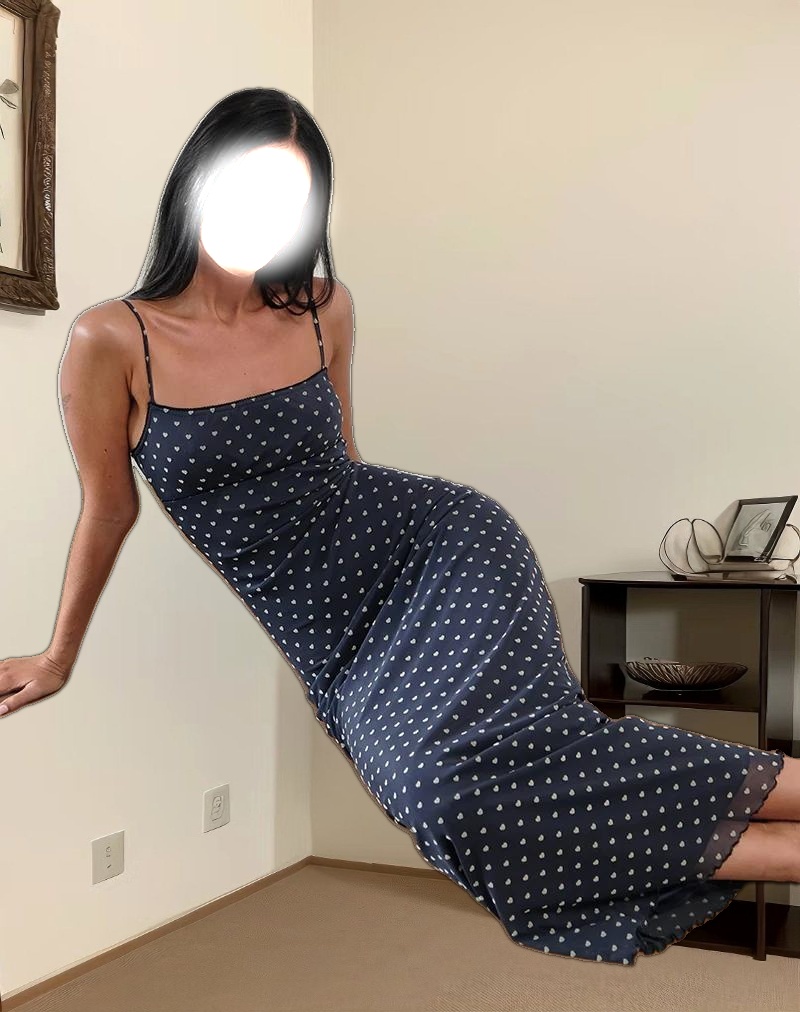 Darsih Maxi Dress in Heart Flock Navy and Yellow