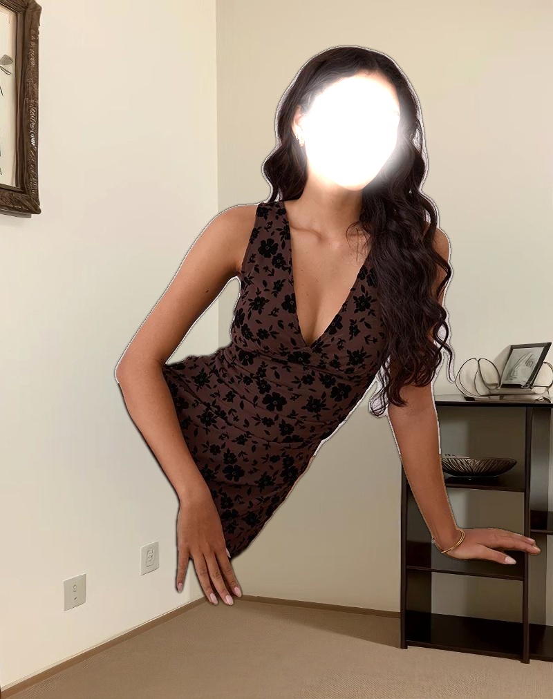 Gabriela Midi Dress in Garden Floral Brown