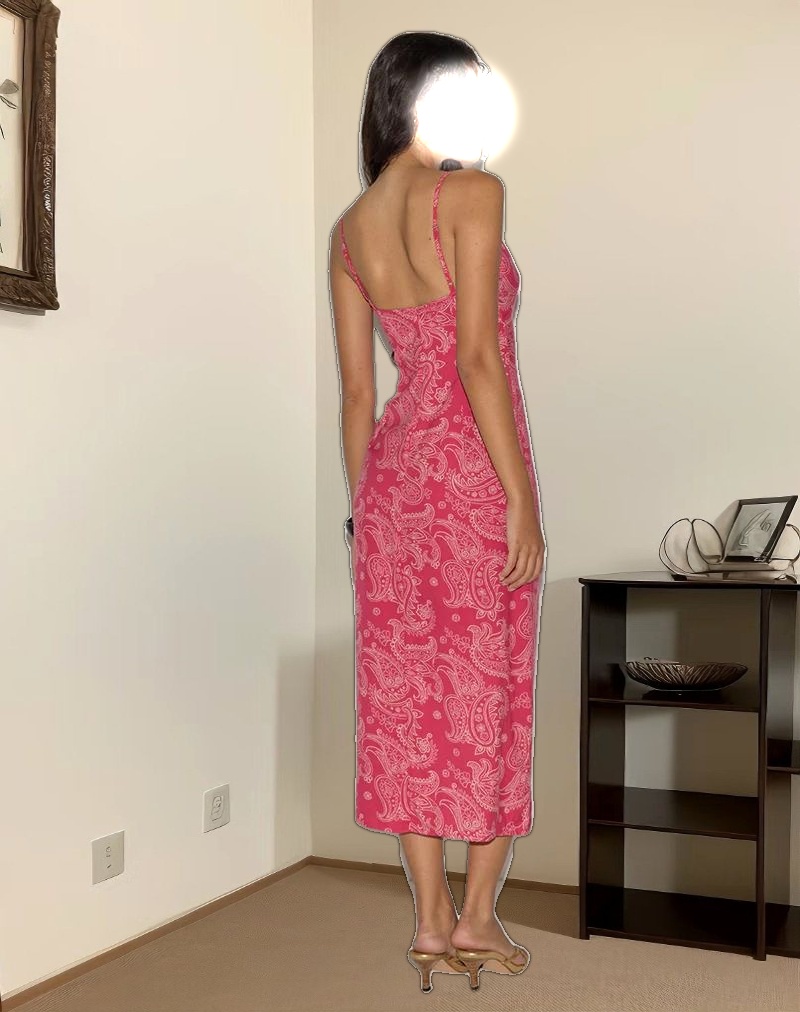 Sastra Midi Dress in Retro Paisley Pink