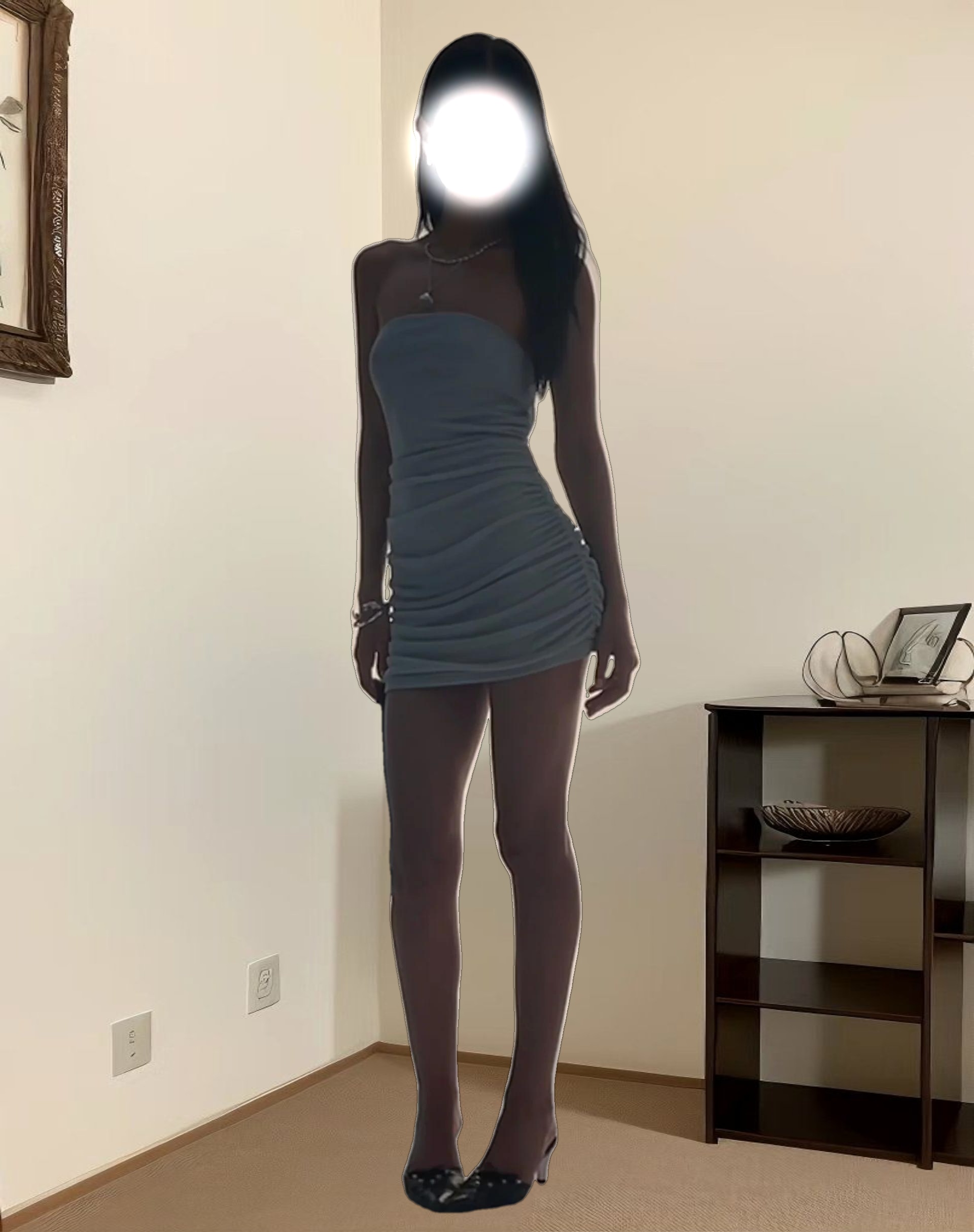 Rosana Bandeau Mini Dress in Chain Knit Silver