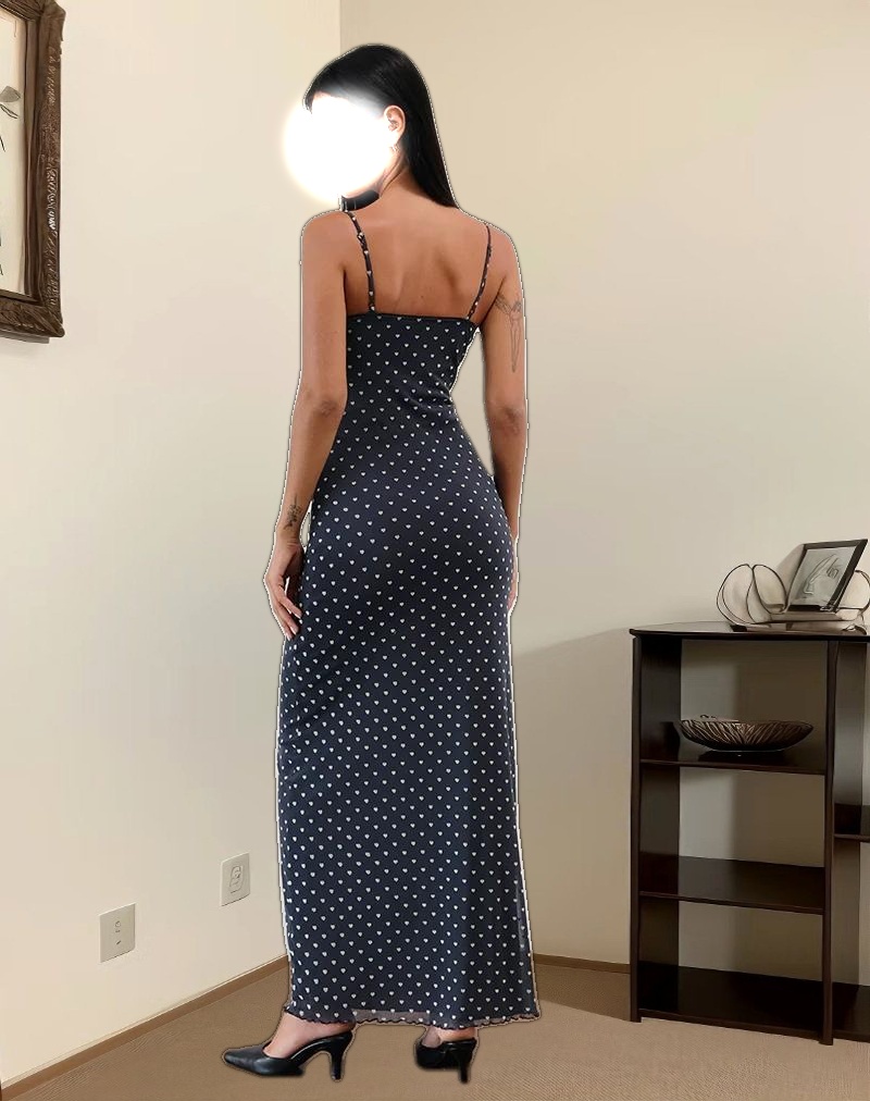 Darsih Maxi Dress in Heart Flock Navy and Yellow