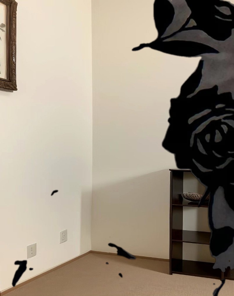 Sevila Long Sleeve Mini Dress in Black Rose Flock