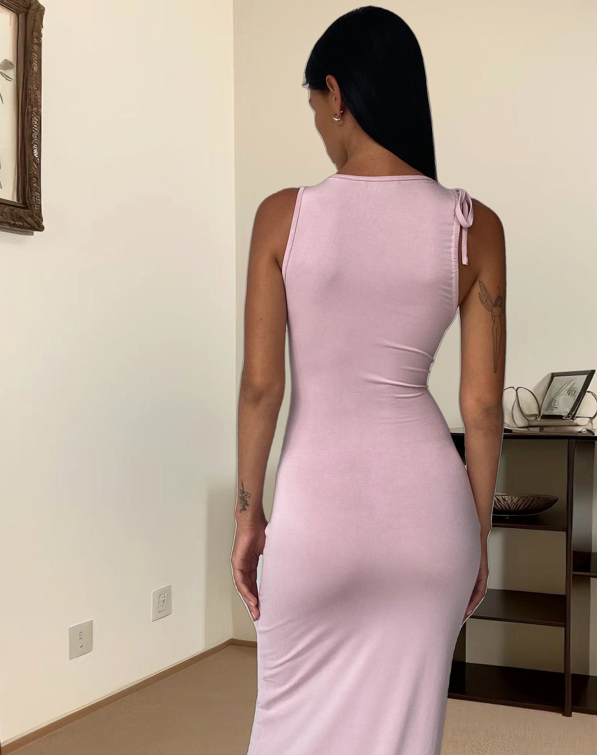 Elinor Maxi Dress in Slinky Baby Pink