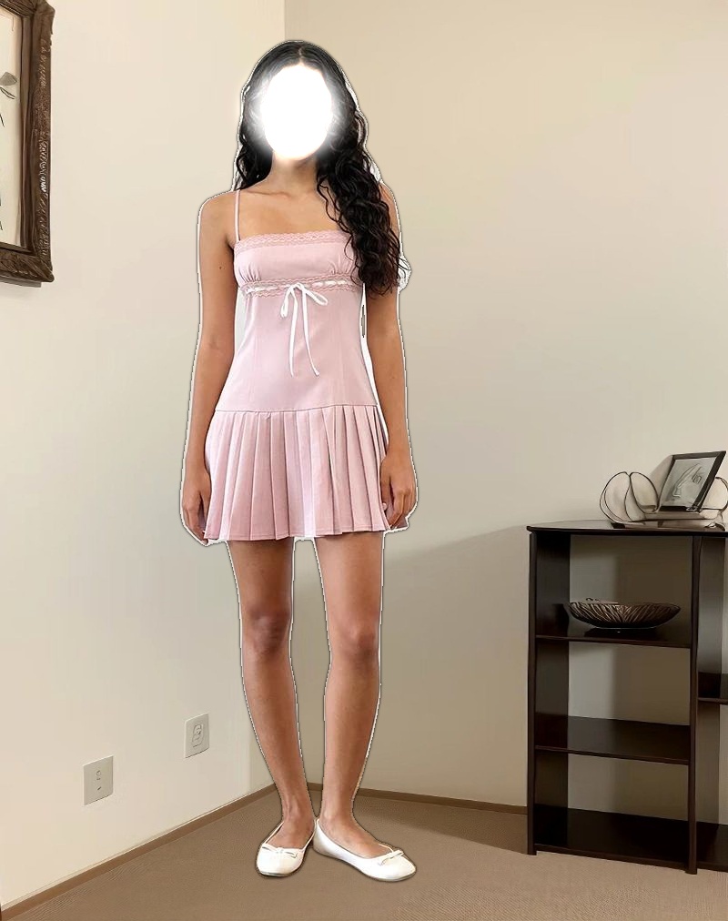 Wimala Dress in Dusky Pink with White Binding