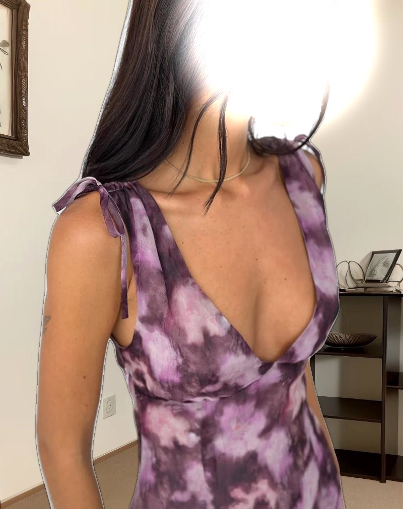 Carmila Mini Dress in Chiffon Floral Purple