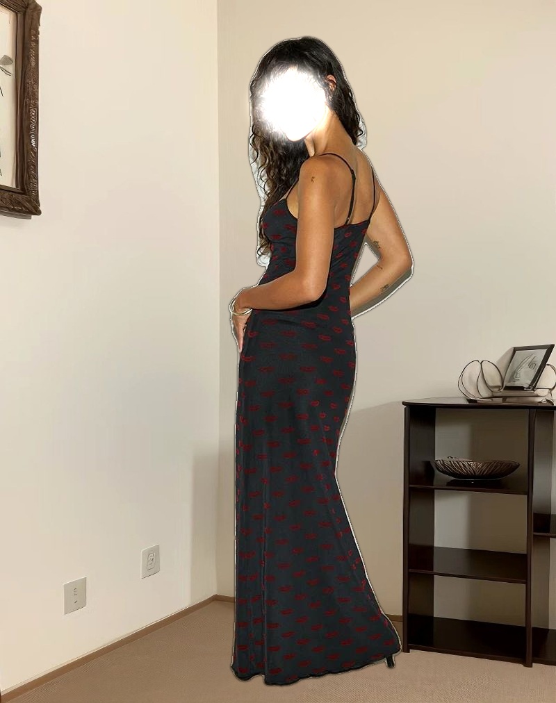 Darsih Maxi Dress in Lips Flock Black