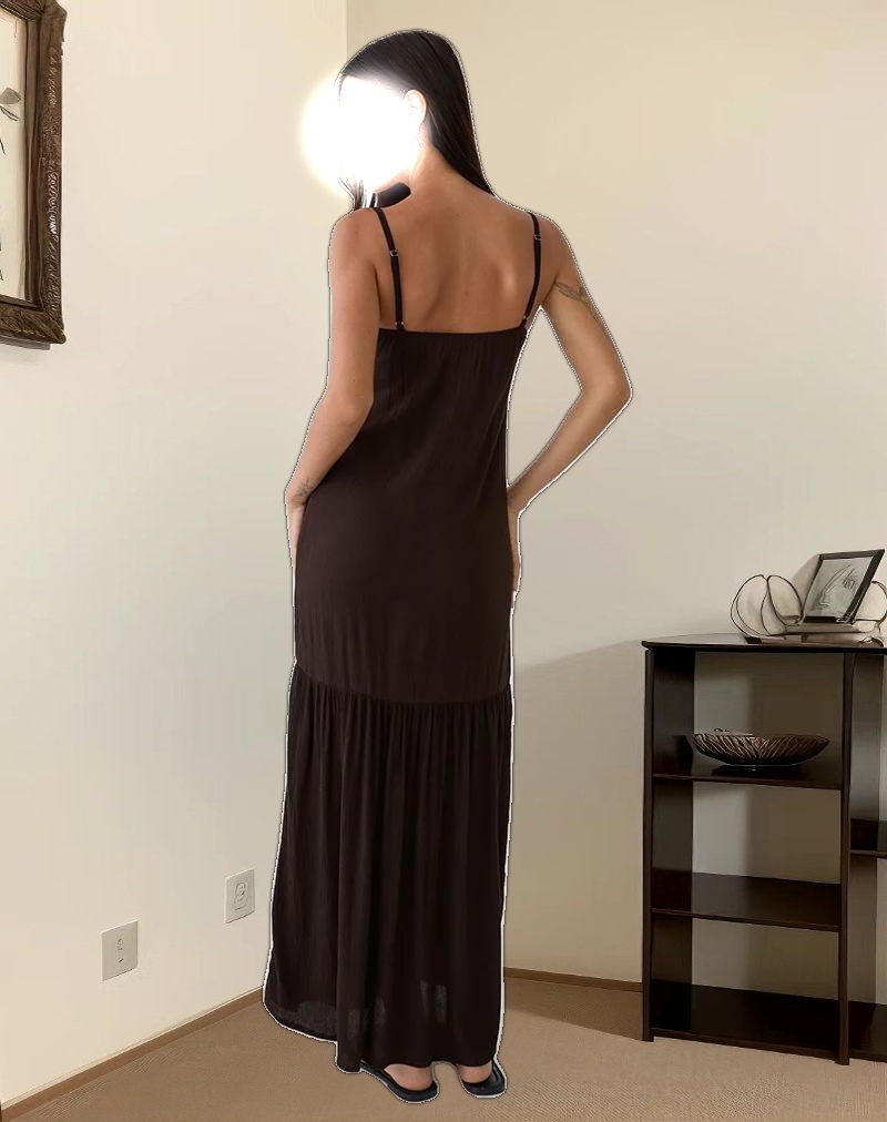 Jenesis Maxi Dress in Crinkle Bitter Chocolate