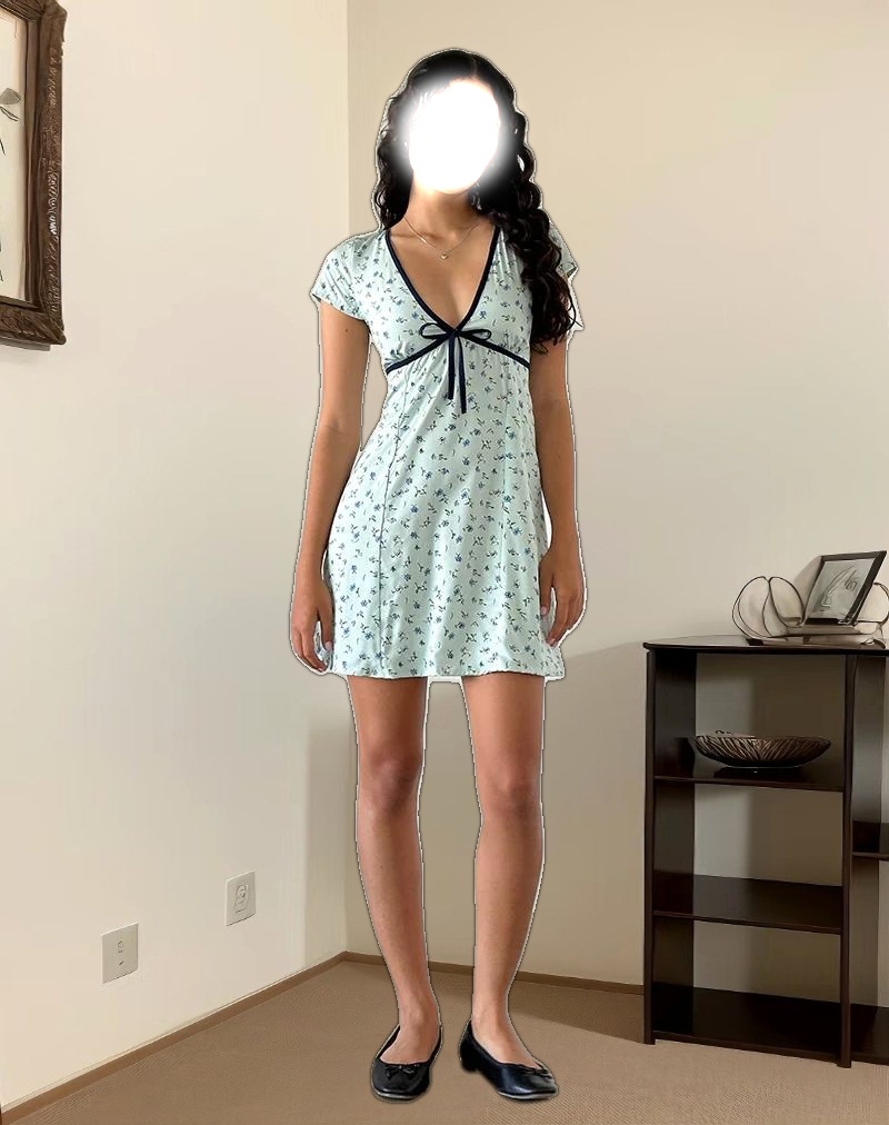 Vaiso Mini Dress in Pretty Petal Green