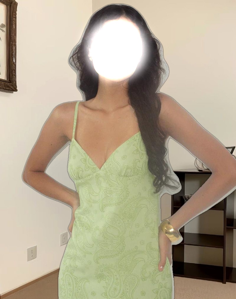 Sastra Midi Dress in Retro Paisley Lime