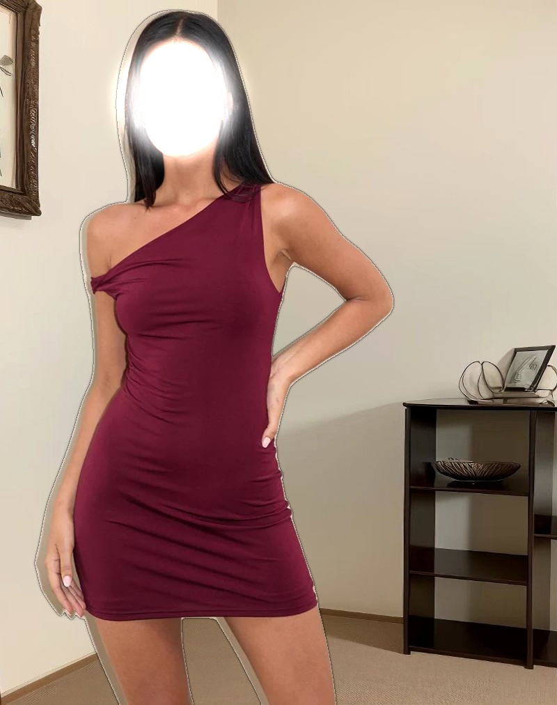 Leona Twist Mini Dress in Wine Red