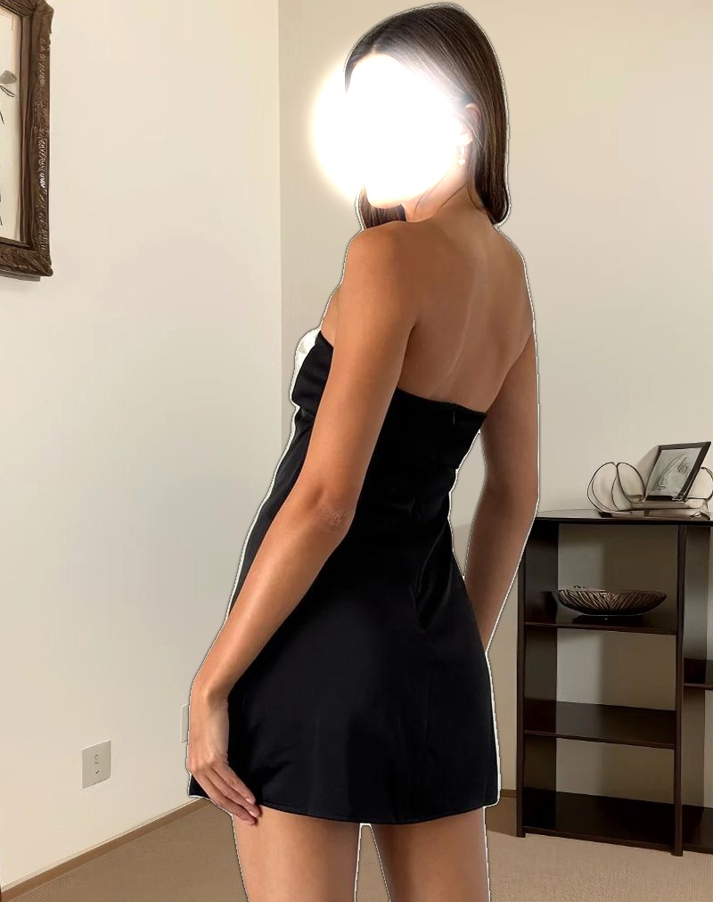 Ninivala Dress in Black with Ivory Rosette