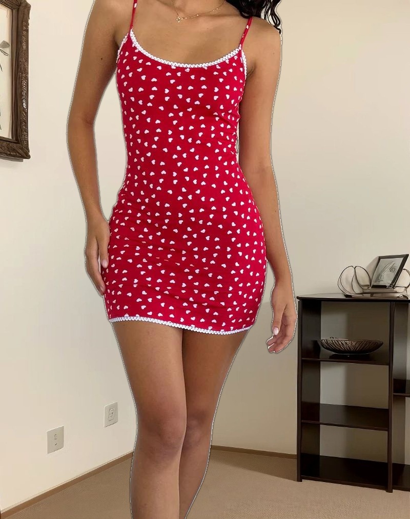 Riniki Bodycon Mini Dress in Heart Red