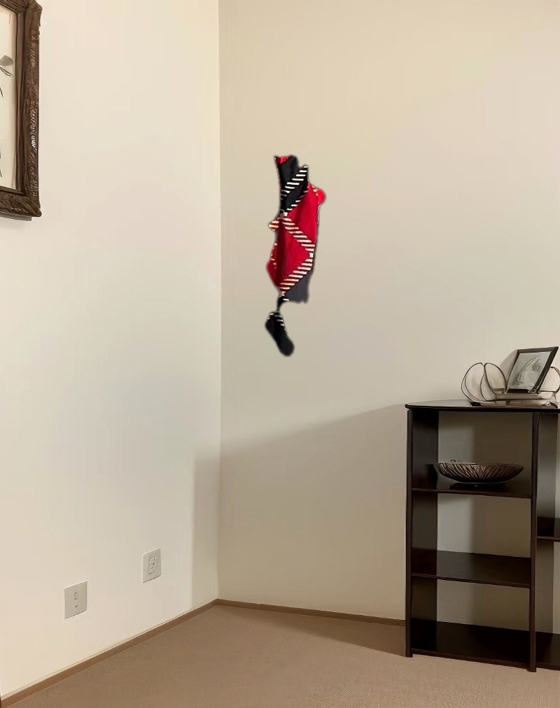 Ortega Mini Dress in Black with Diagonal Check Red