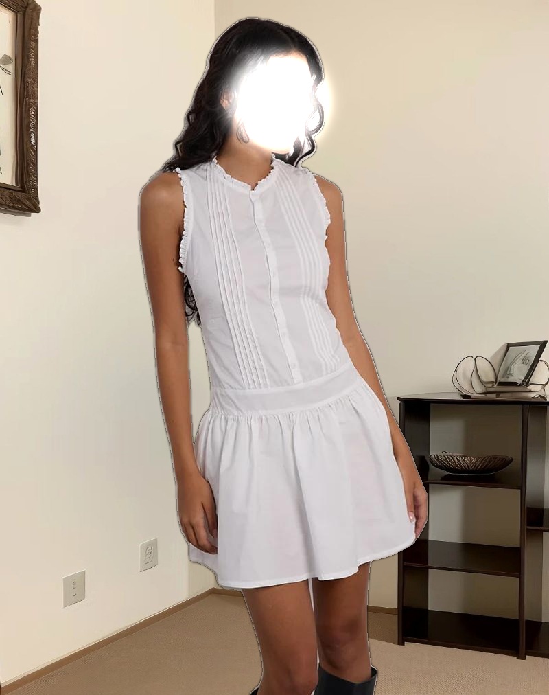 Dayara Mini Dress in Poplin White