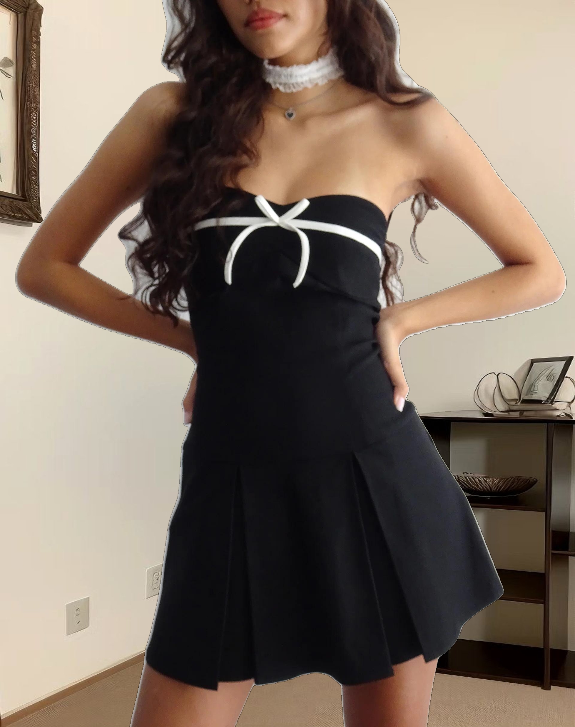 Panolia Bow Front Mini Dress in Tailoring Black