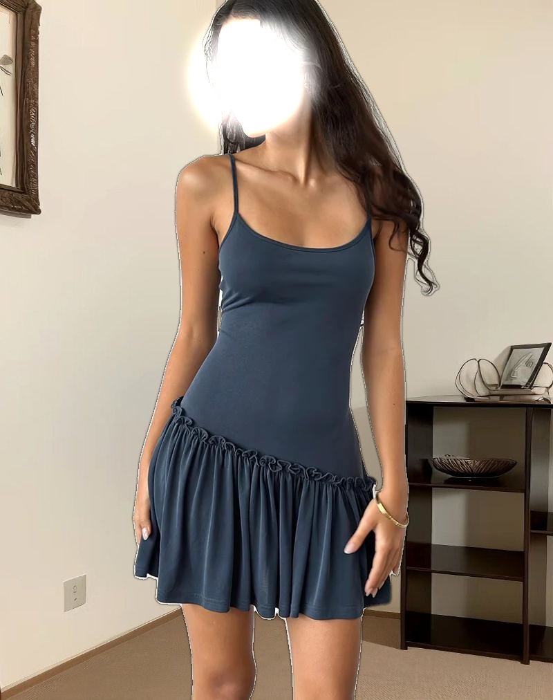 Suvi Cami Mini Dress in Ocean Storm