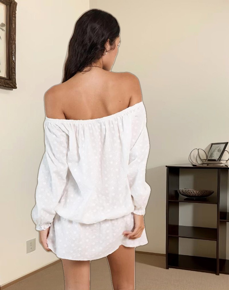 Melisandre Mini Dress in Broderie Ivory