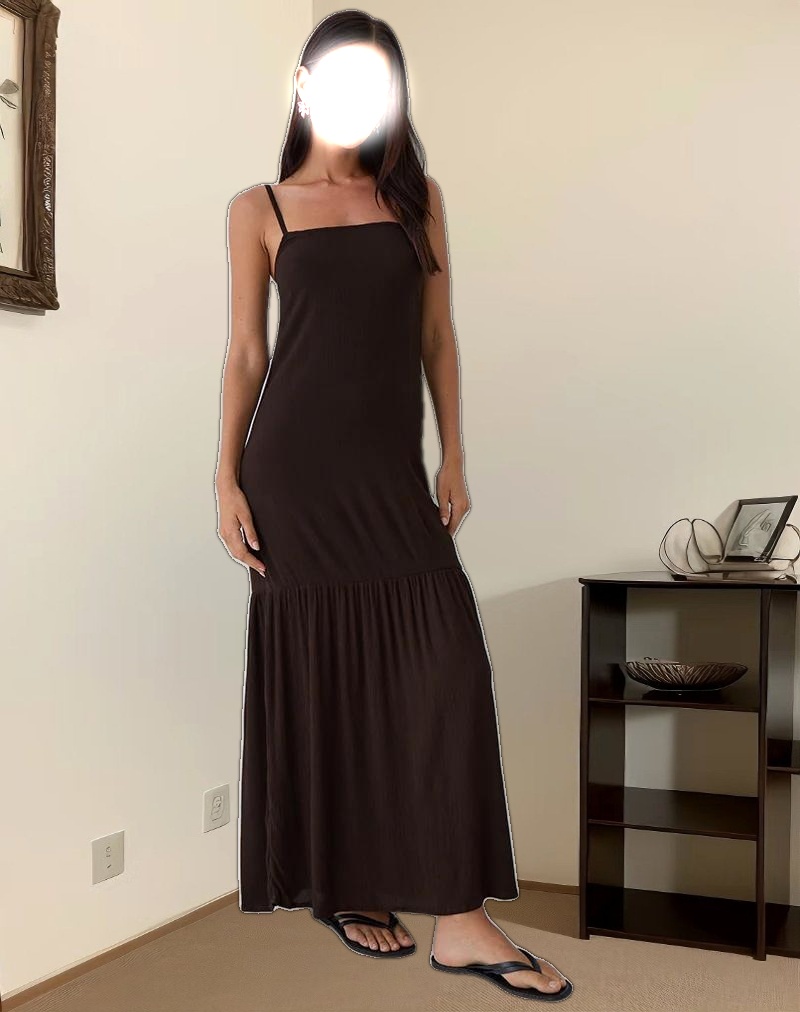 Jenesis Maxi Dress in Crinkle Bitter Chocolate