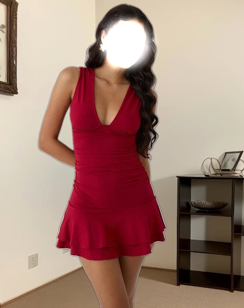 Lanai Mini Dress in Rayon Jersey Adrenaline Red