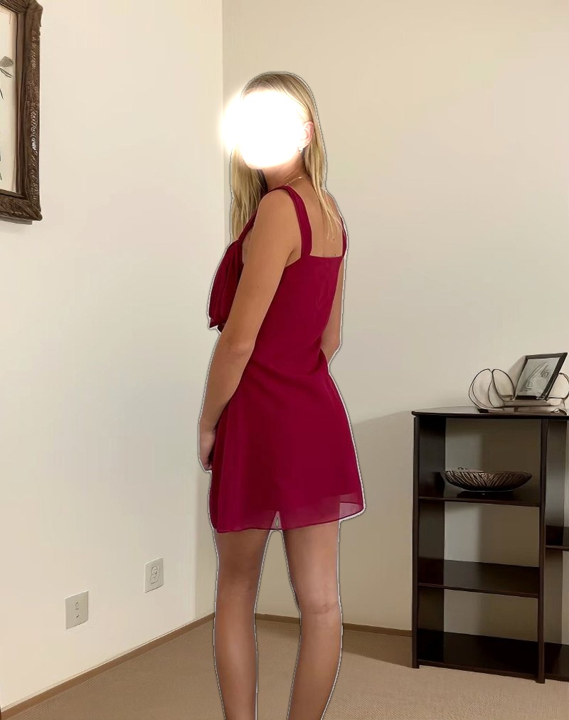 Coraline Bow Mini Dress in Burgundy